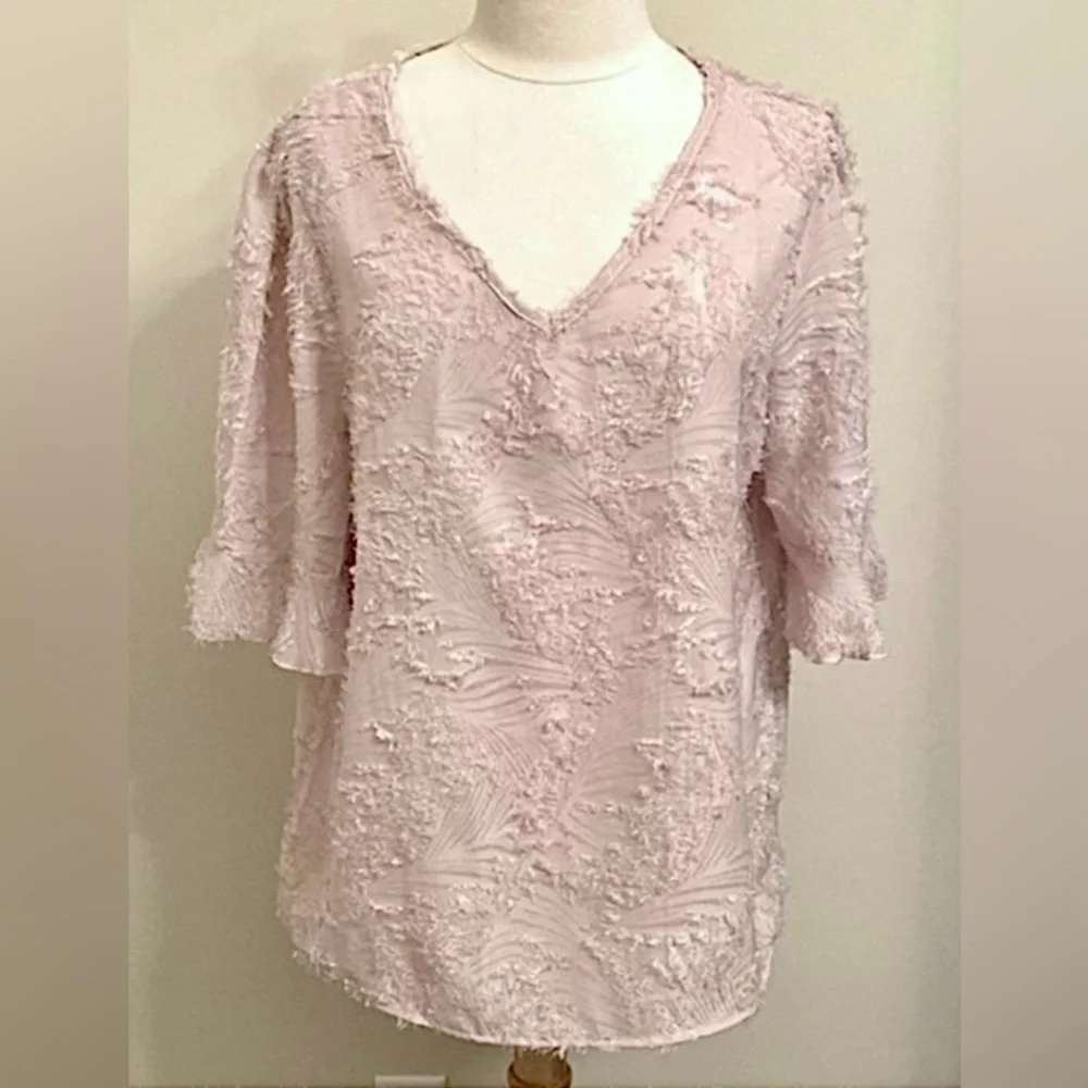 Ranlege Blush Pink Eyelash Design SZ 12 Boho Chic Cottagecore Romantic Top - Picture 1 of 9